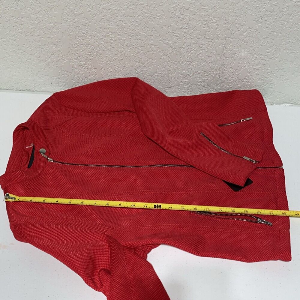 Black Rivet Wilsons Leather Women's Moto Jacket Firecracker Red Zip Up Sz XL NEW - Picture 4 of 9